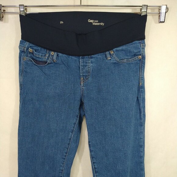 Gap 1969 Maternity Jeans Cropped Ankle Slim Straight Women Size 29 R Medium Wash - Picture 2 of 8